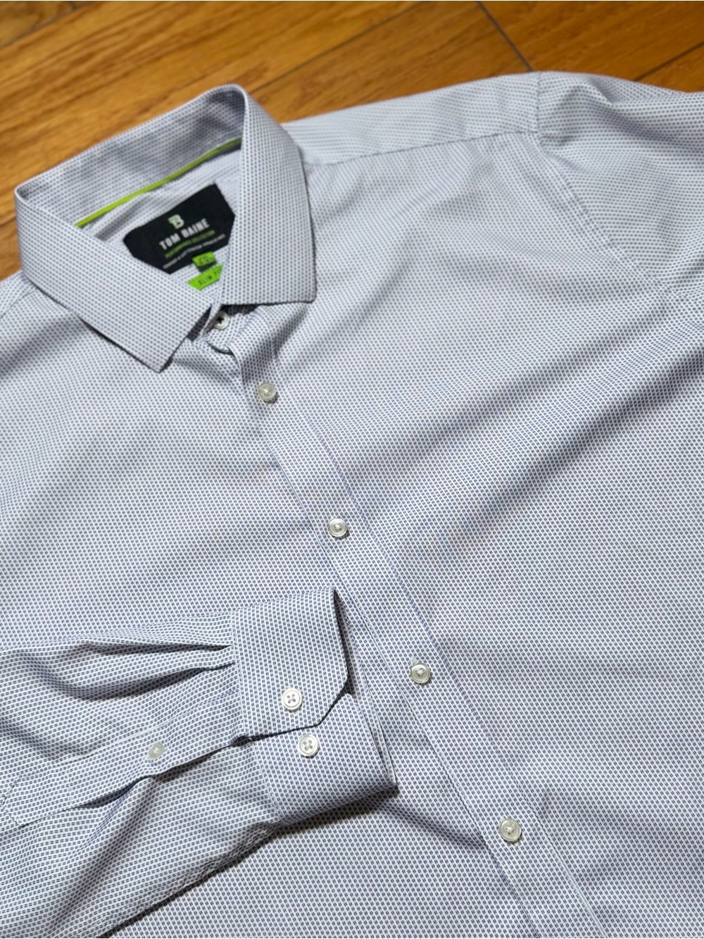Tom Baine Performance Slim Fit Button-Up Shirt Navy & White Stretch Men XXL